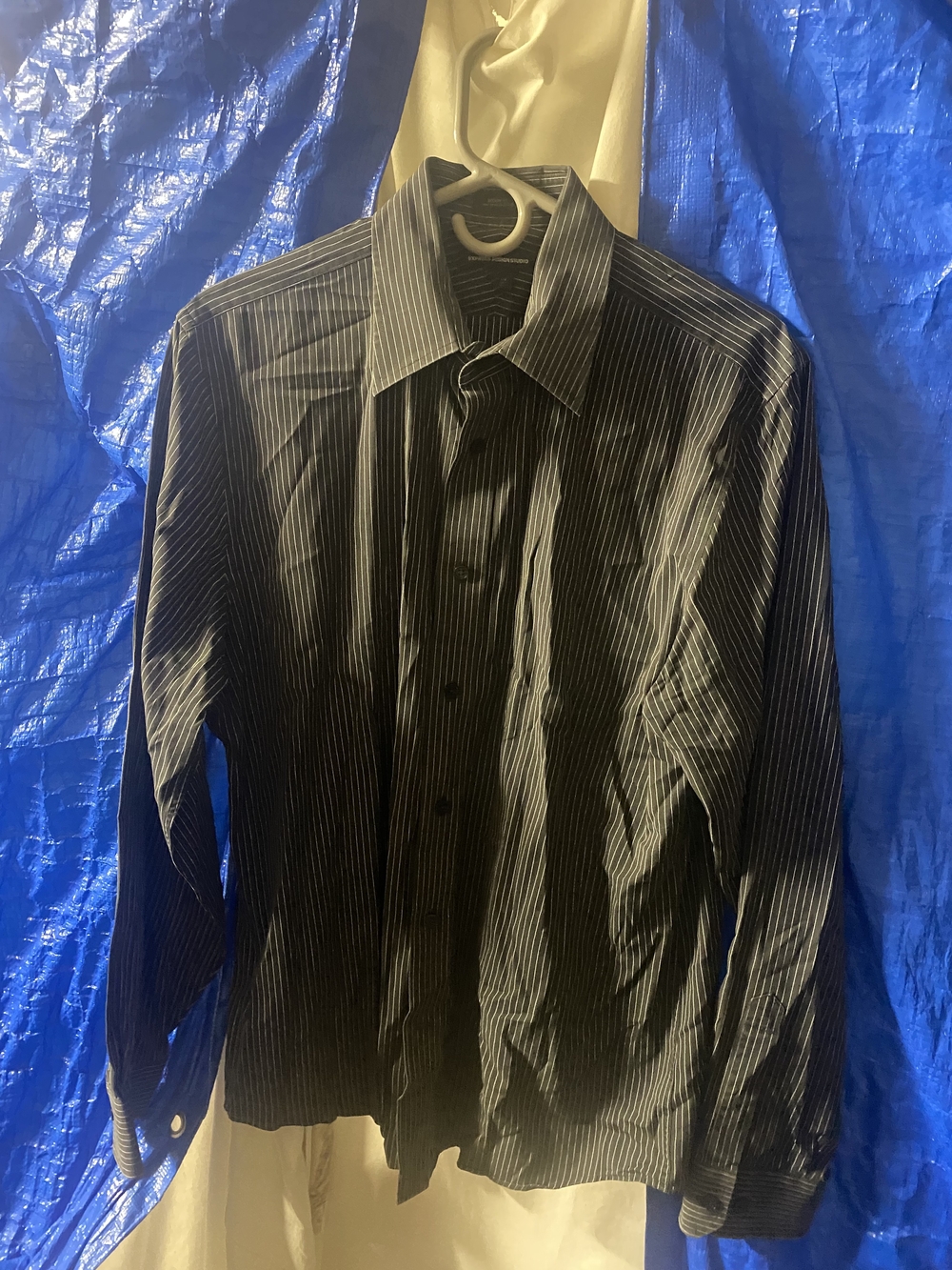 Express Black Pinstripe Men's Dress Shirt